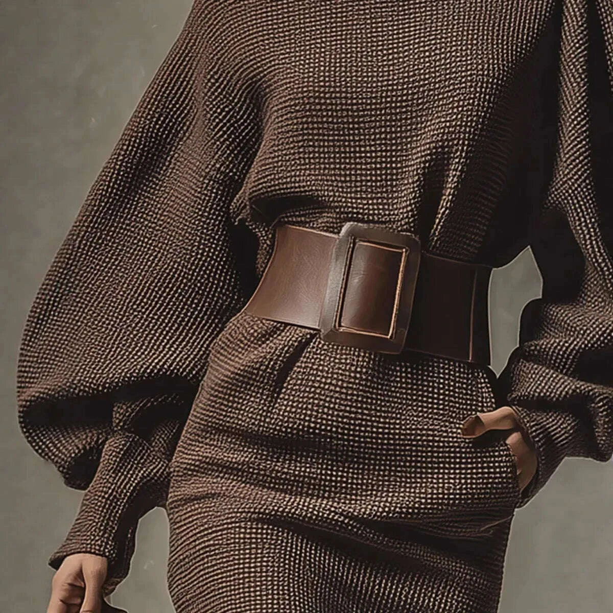 KIMLUD, Women's Slim-Fitting Pure-Desire Style Off-the-Shoulder Batwing Sleeve Waist Belt Knit Sweater Slimming Sexy Knit Sweater, KIMLUD Womens Clothes