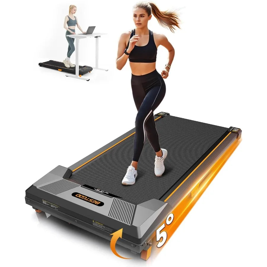 Under Desk Walking Pad Treadmill Compact 2.5HP 330lbs Capacity Home Use — Black | KIMLUD