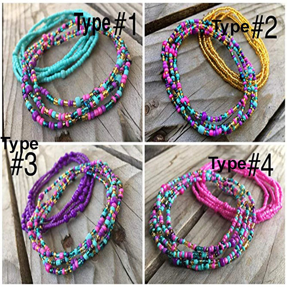 Gold-Tone Glass Beads Waist Beads Double-Strand — Gold | KIMLUD