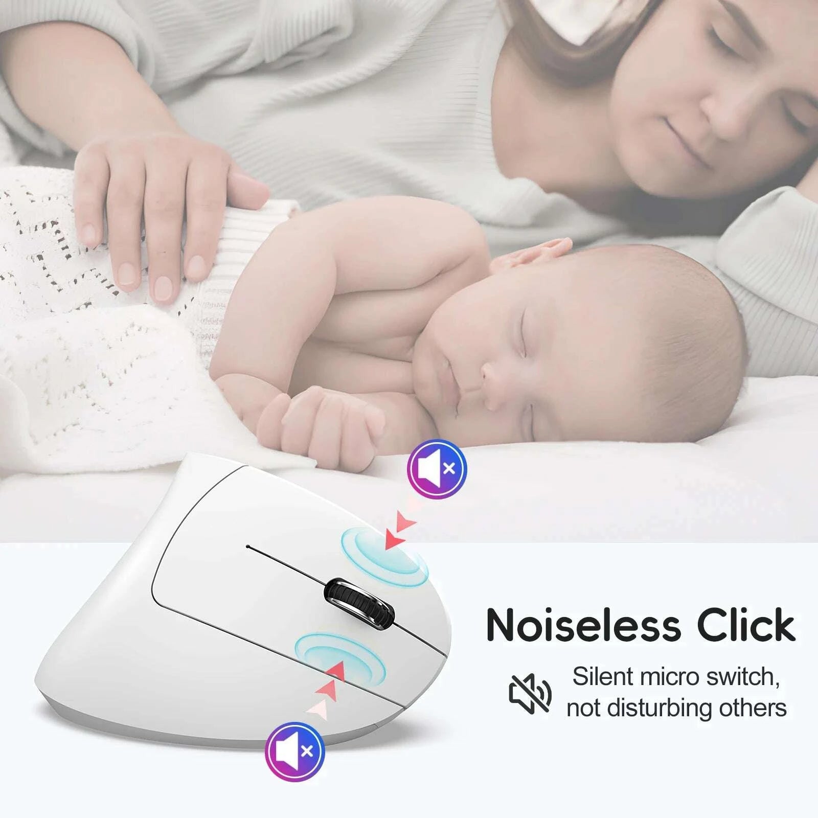 KIMLUD, 2025 New arrival HXSJ dual mode vertical mouse ergonomic ABS 600mAh rechargeable 2400DPI Type-c interface wireless mouse for pc, KIMLUD Womens Clothes