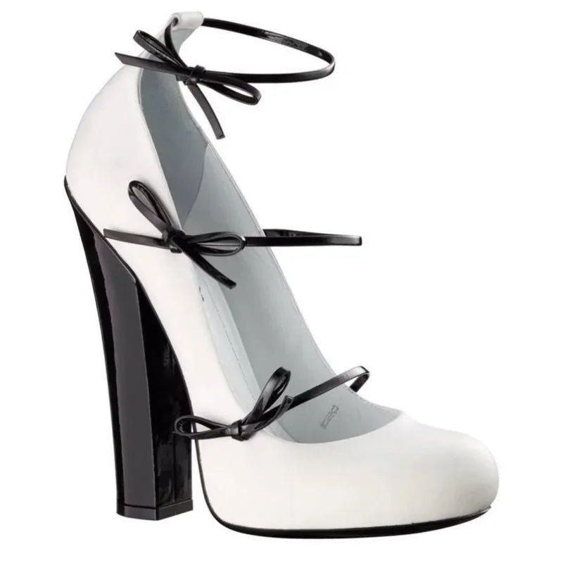 Heels – Butterfly Knot Strap – Leather | KIMLUD