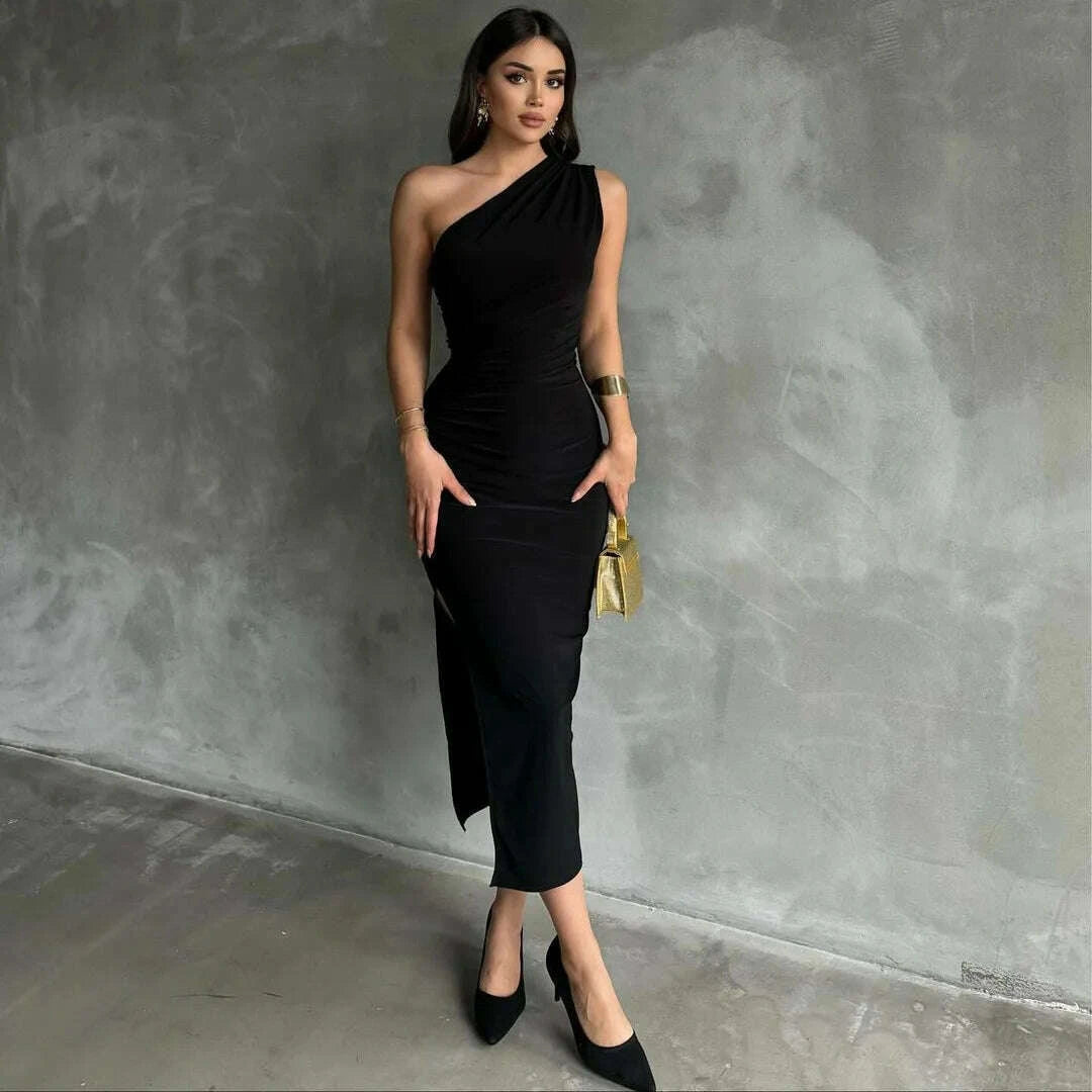 2025-summer-new-slanted-shoulder-solid-color-slit-sexy-temperament-slim-fit-dress-for-women-wholesale-women-club-clothing-kimlud-kimlud-33915418