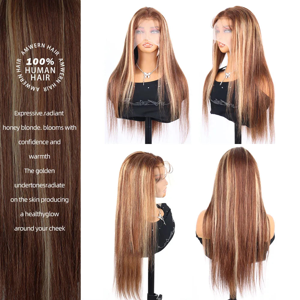 360 Full Lace Wig 40 Inch Ombre Silk Straight — Honey Blonde | KIMLUD