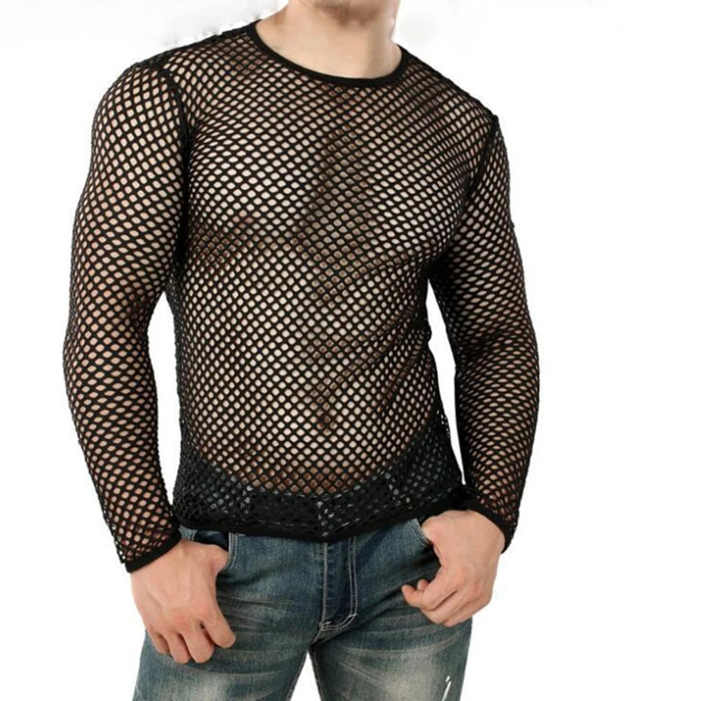Men's Mesh T Shirt – See-Through Mesh – Polyester | KIMLUD
