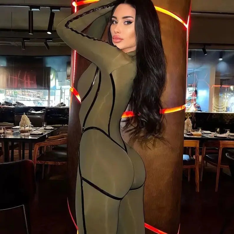 Jumpsuit – Zipper Bandage Silhouette – Long Sleeve | KIMLUD