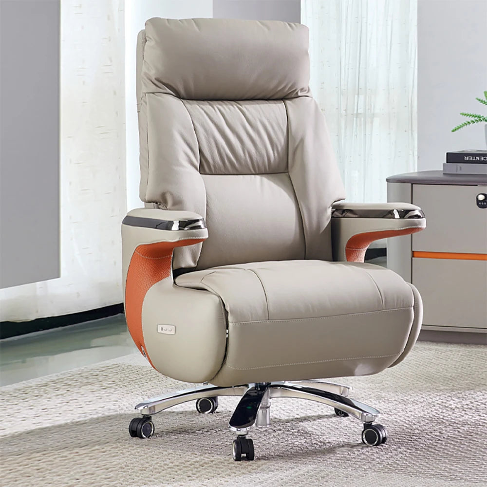 Synthetic Leather Executive Recliner Chair With Massage Function And Lumbar Support — Black | KIMLUD