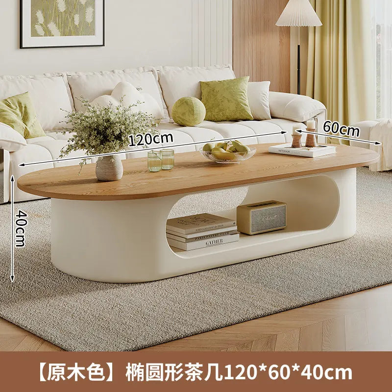 Minimalist Ellipse Coffee Table For Compact Living Rooms With Subtle Modern Aesthetic — Walnut | KIMLUD