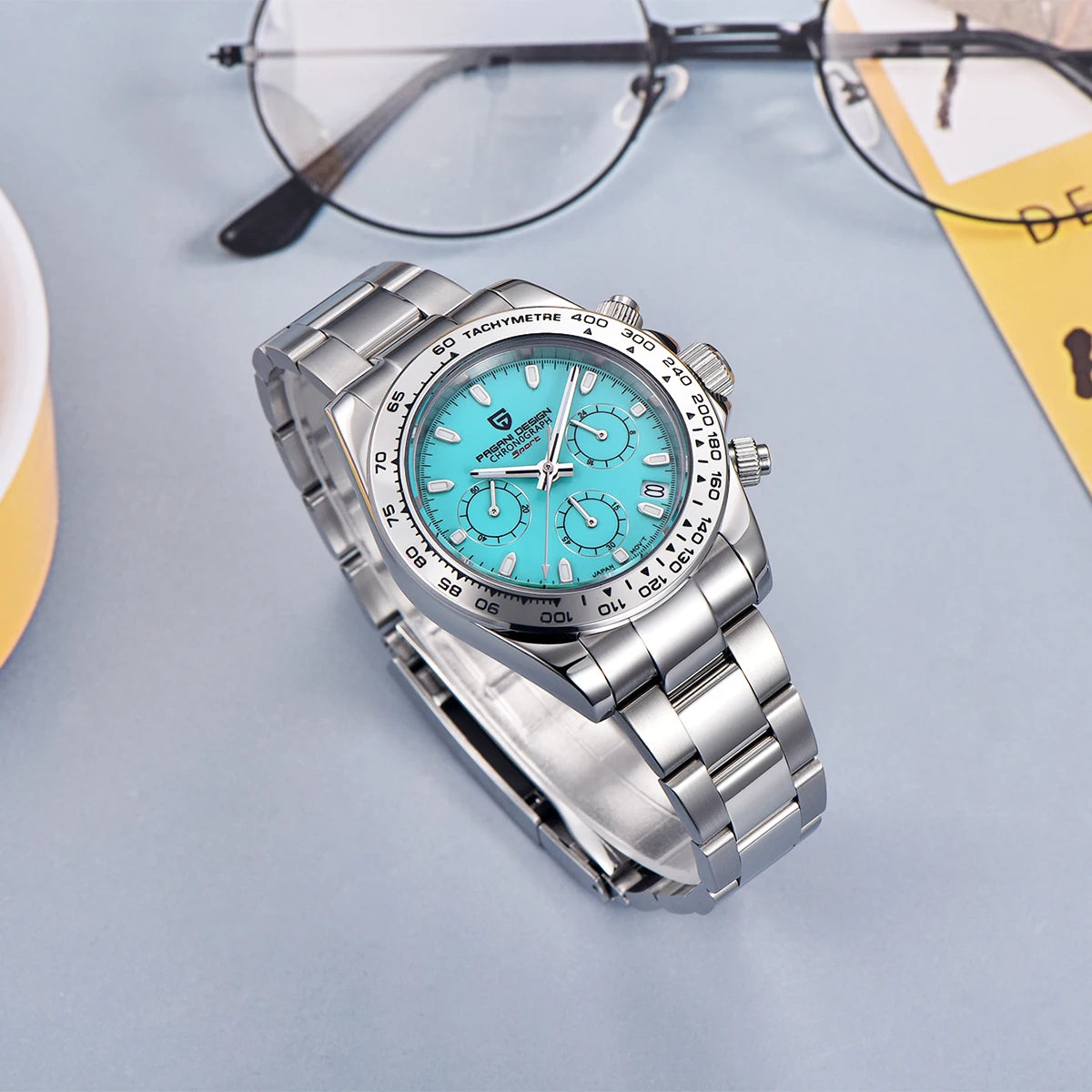 New PAGANI DESIGN Stainless Steel Bracelet Men's Quartz Watch Luxury Sapphire Glass Chronograph VK63 Men's Reloj Hombre Watch