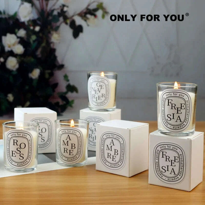 KIMLUD, Clear scented candle companion gift return gift fragrance European style romantic candle lamp table incense handmade soy wax, KIMLUD Womens Clothes