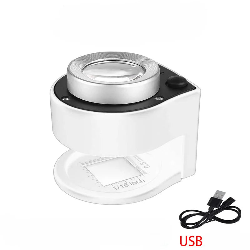 60x magnifying glass USB rechargeable Magnifier Glass Optical Glass Lens Loupe with 6 LED UV lights for Coin Stamps Jewelry