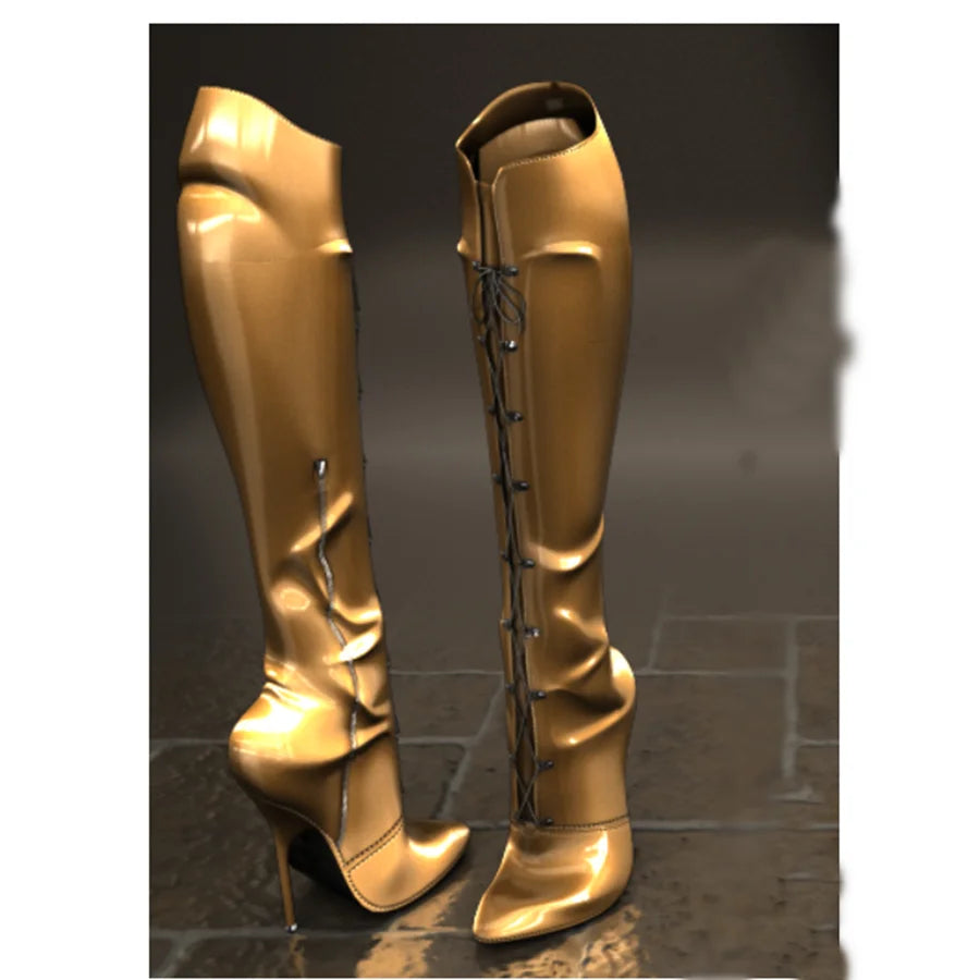 Blue Zipper Knee High Boots Thin High Heel Peep Toe Fashionable Sexy Cool 2025 Summer Big Size Woman Shoes Zapatillas Mujer