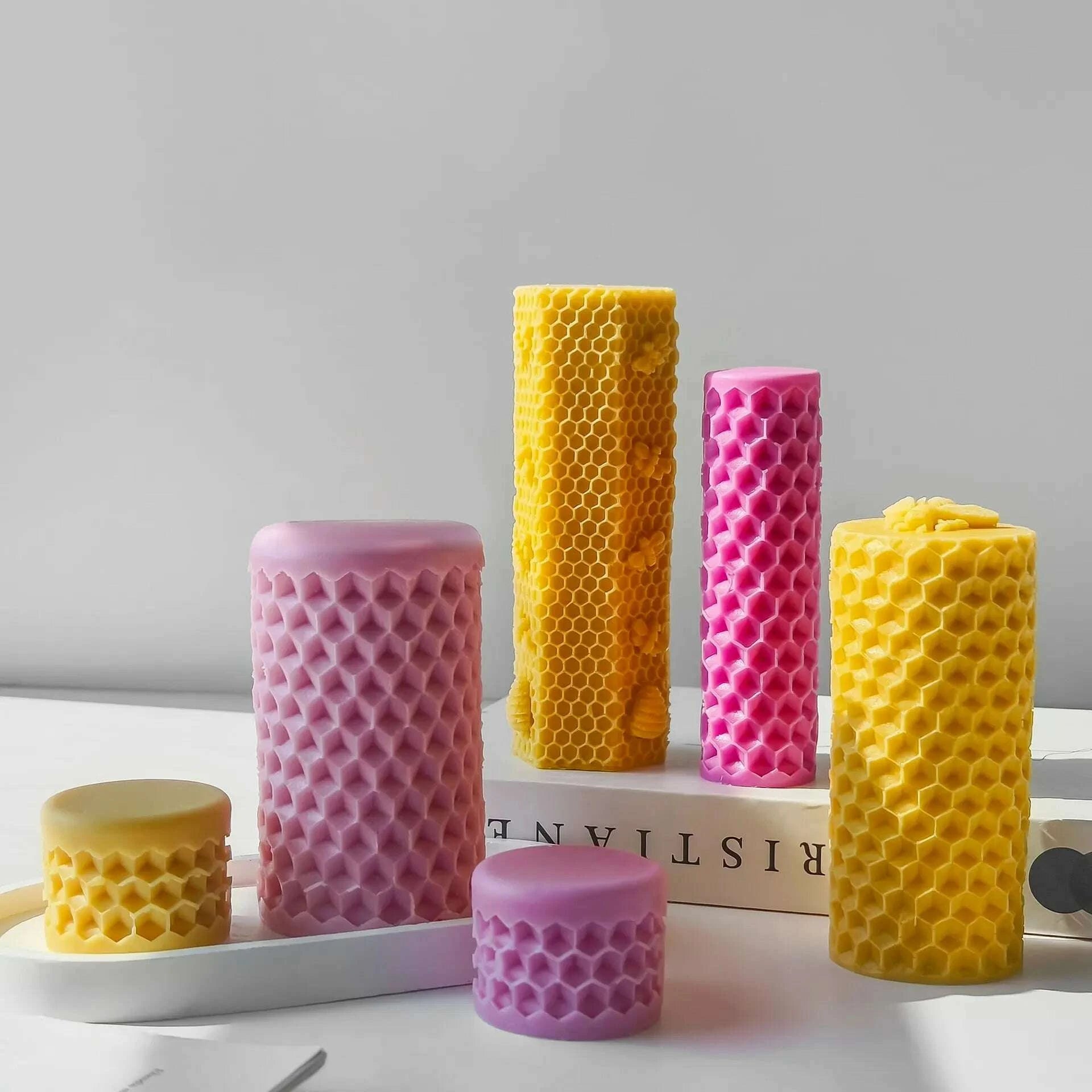 KIMLUD, 3D Silicone Candle Soap Mold Handmade DIY Plaster Sculpture Honeycomb Cylinder Homemade Scented Aromatherapy Gifts silicone mold, KIMLUD Womens Clothes