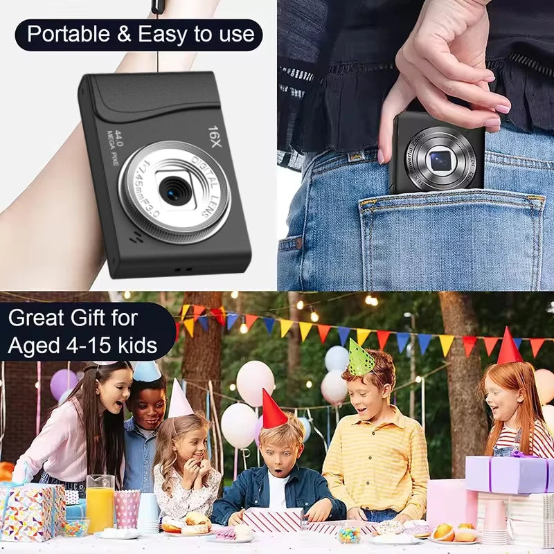 Matte Plastic Compact Camera 4K Digital — Black | KIMLUD