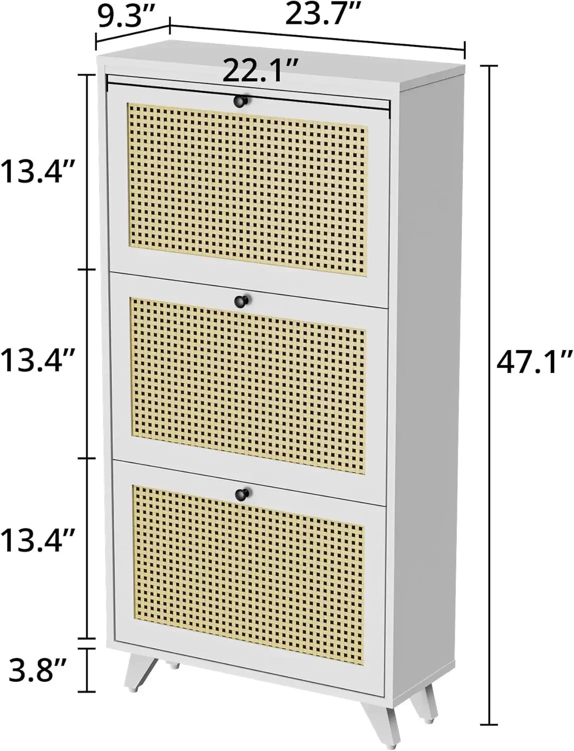 A Adjustable Shelves Slim Natural Rattan Wood Freestanding Shoe Rack Storage Organizer Shoe Cabinet