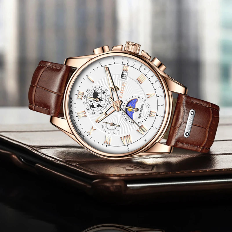 LIGE Fashion Automatic Date Men Quartz Watches Top Brand Luxury Male Clock Chronograph Sport Mens Wrist Watch Relogio Masculino