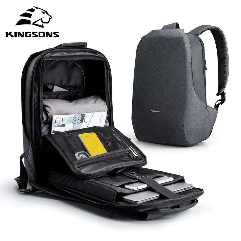 KIMLUD, Kingsons Anti-theft Backpack For Men 15.6 inch Laptop W/ USB Charging Waterproof School Bag for College Student Boys, KIMLUD Womens Clothes