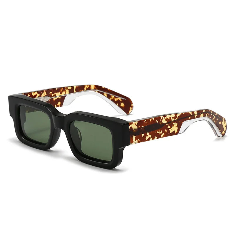 Square Polarized Sunglasses Original Acetate Frame — Black | KIMLUD
