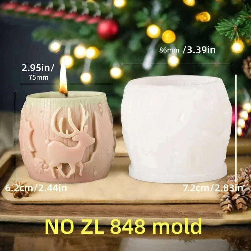 KIMLUD, 2025 Christmas House Fragrance Candle Silicone Mold Santa Claus Santa Claus Knocking On Door Giving Gifts Resin Plaster Molds, KIMLUD Womens Clothes