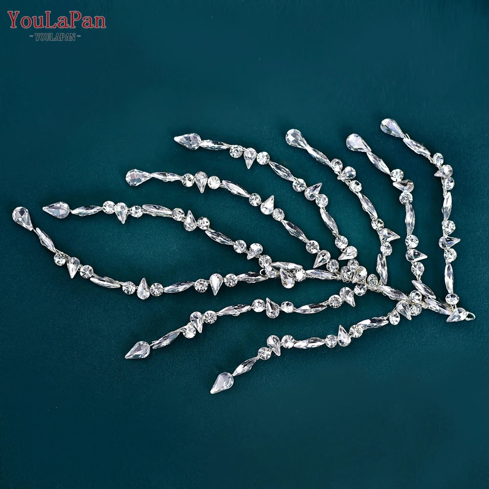 AB Rhinestone Bridal Hair Comb Wedding Accessory — Silver | KIMLUD