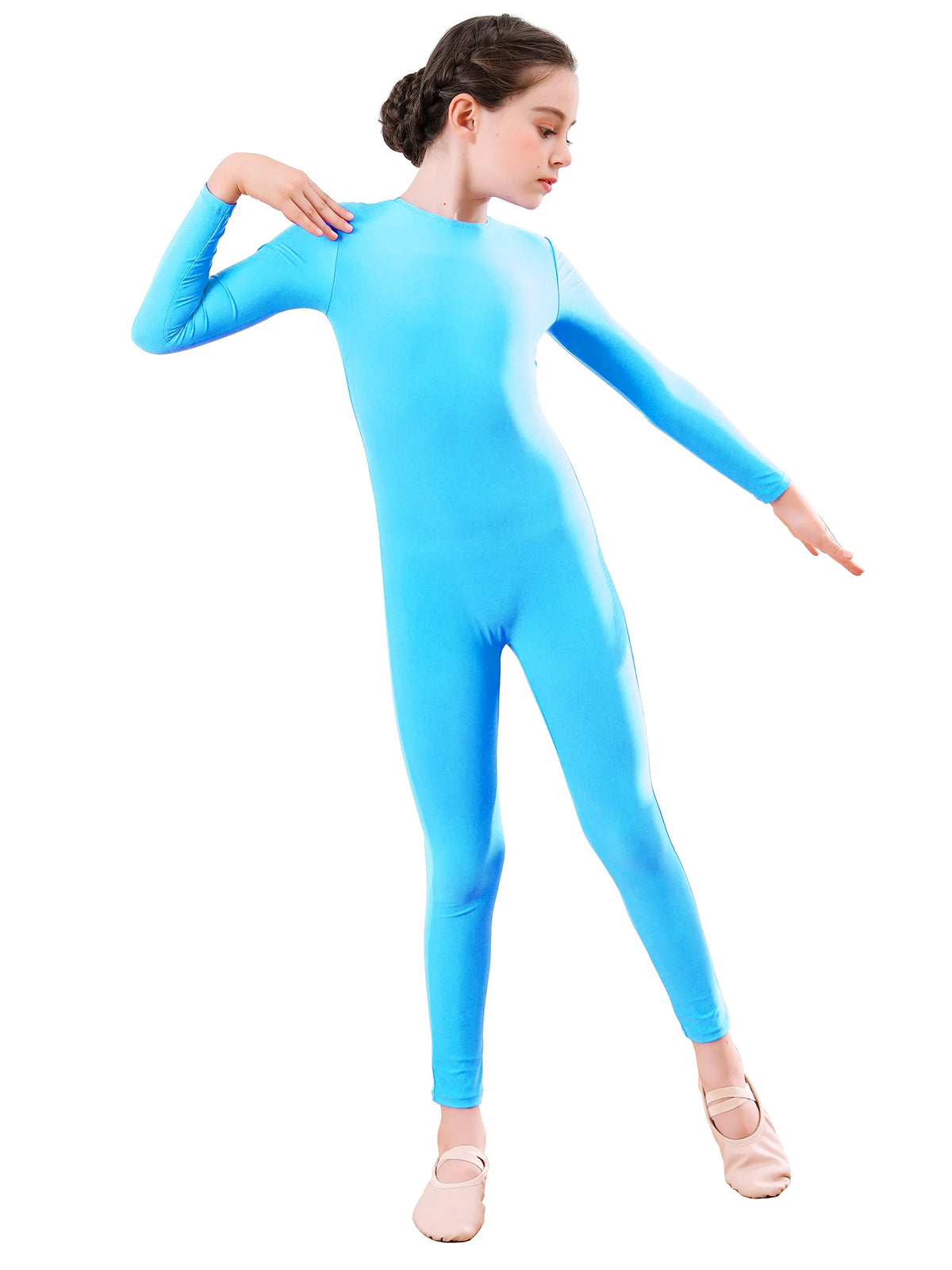 Kids Unitard – Long Sleeve – Nylon Spandex – Black | KIMLUD