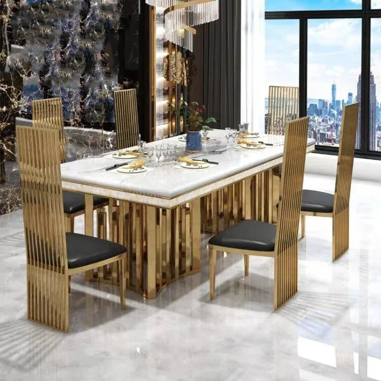 Gold Stainless Steel Frame Dining Set — Gold | KIMLUD