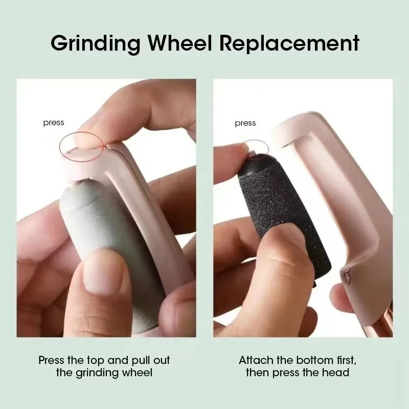 NEW in USB Electric Dead Skin Pedicure Automatic Foot Grinder Rechargeable Roller Feet Pedicure Tool with Removable Roller Heads