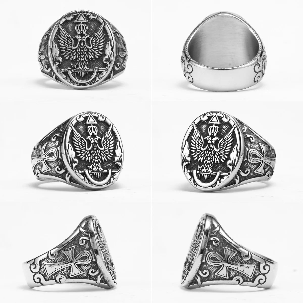 Double-headed Eagle Stainless Steel Men Rings Punk New In For Male Women Fashion Jewelry Creativity Gift Wholesale Dropshiping