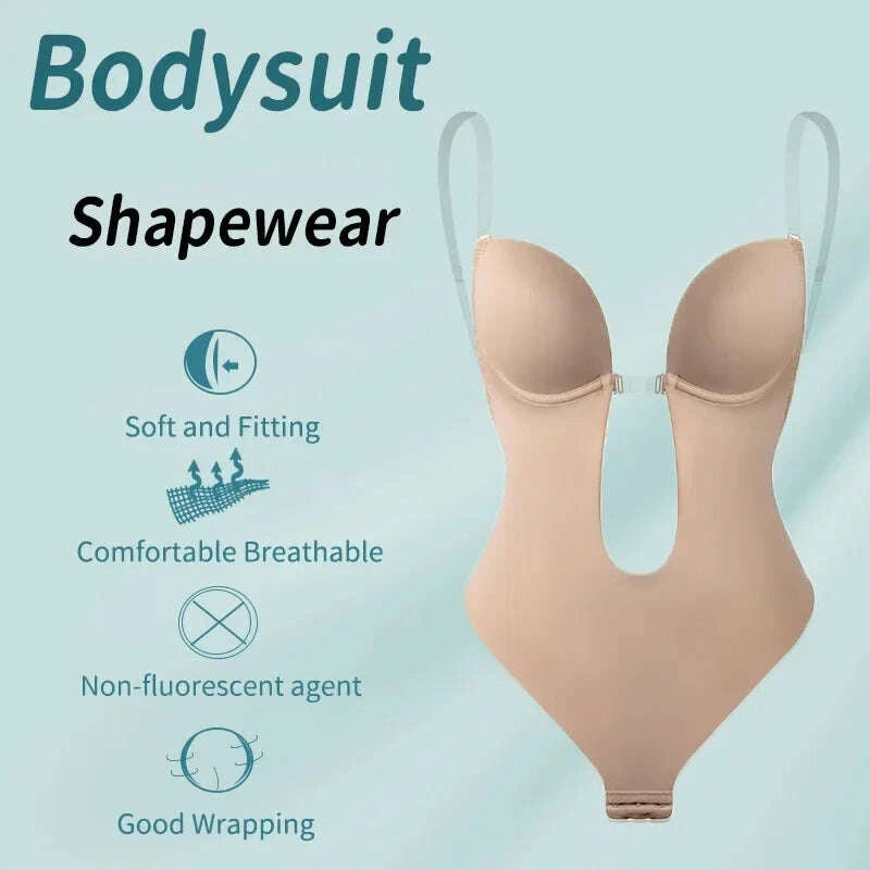 KIMLUD, Women Full Body Shaper Bra Backless Bodysuit Thong Invisible Shapers Tummy Control Shapewear Girdles Sheath Slimming Underwear, KIMLUD Womens Clothes