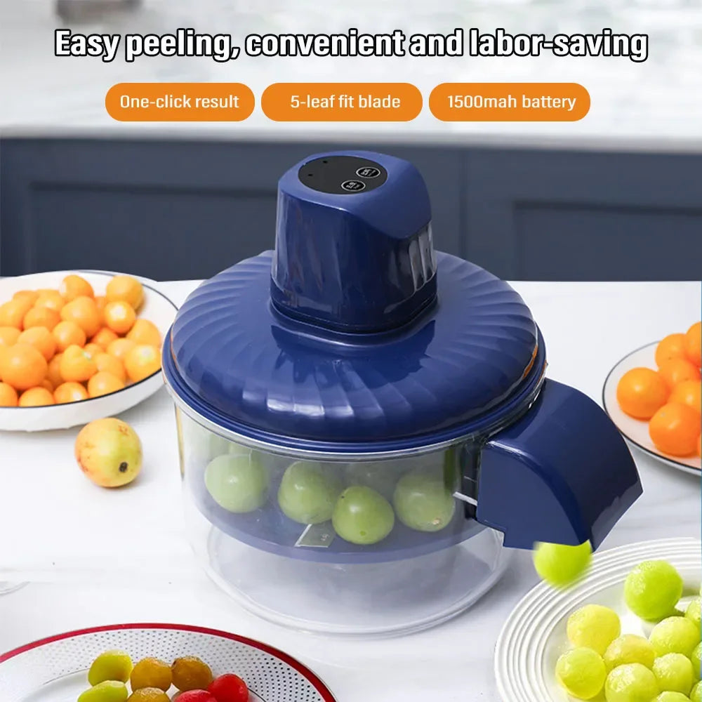 New Automatic Electric Grape Peeler Machine Hands-Free Skin Remover for Berries Fruits, USB Fruit Prep Tool, Effortless Peeling
