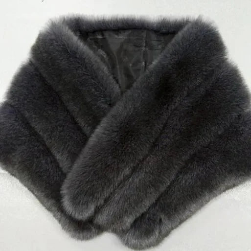 Faux Fur Fox Women Coats Shawl Cloak Coat Thick Open Stitch Elegant Maxi Warm Wedding Work Thick Outerwear Autumn Winter