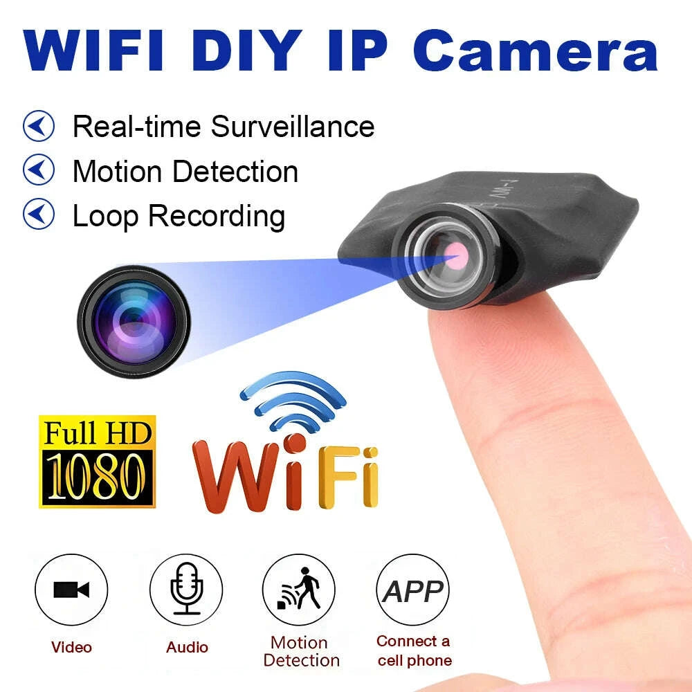 KIMLUD, High-Definition Wifi Mini Camera 3 In 1 Take Photos Video & Audio Recording Outdoors Portable Micro Camcorders Loop Recording, KIMLUD Womens Clothes