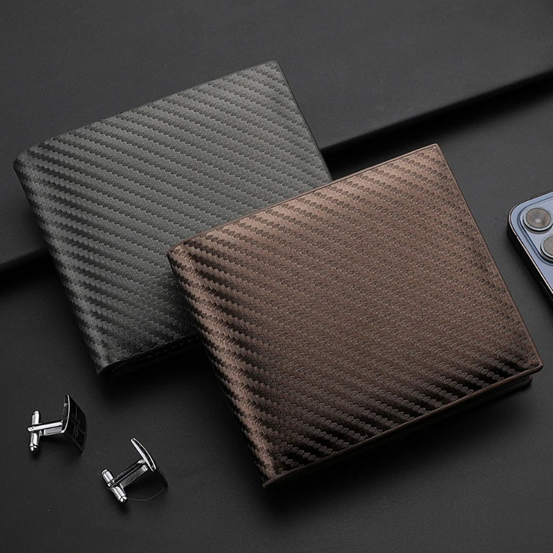 Men's wallet new carbon fiber multi slot zipper change bag card bag wallet men's short version