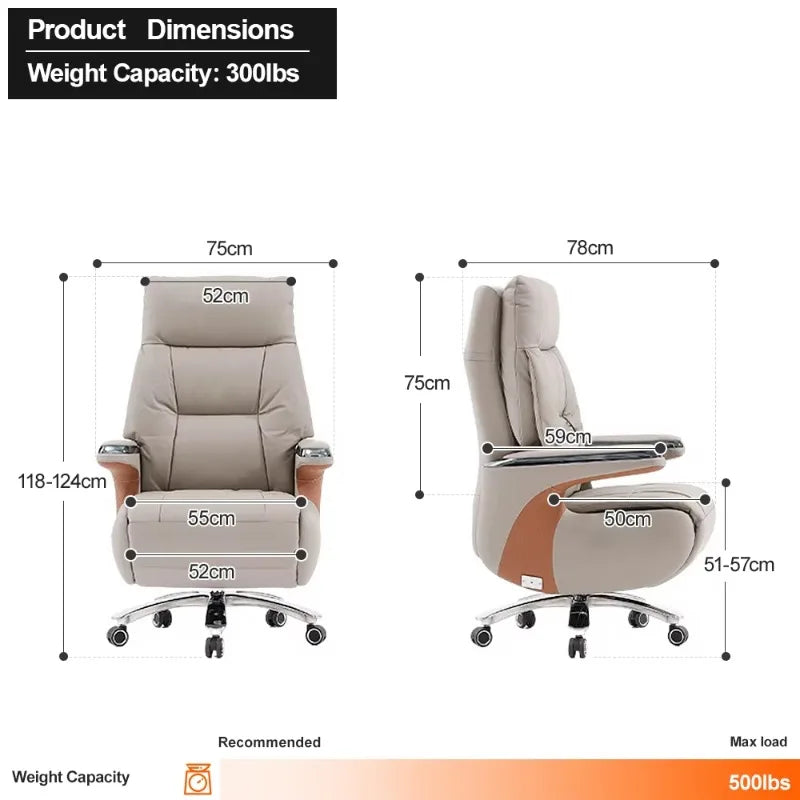 Synthetic Leather Executive Recliner Chair With Massage Function And Lumbar Support — Black | KIMLUD