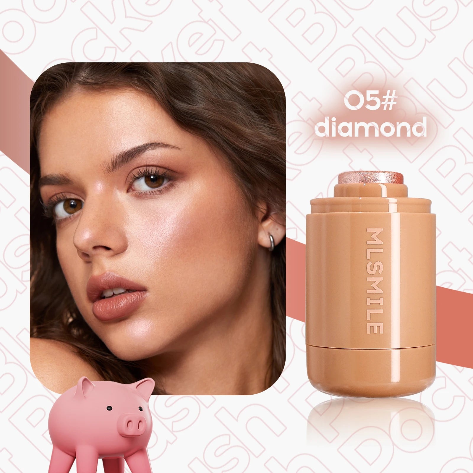 Blush Makeup, Natural-Looking Matte Waterproof&Long Lasting, Moisturizing&Lightweight Blendable Feel Blush Highlight Makeup
