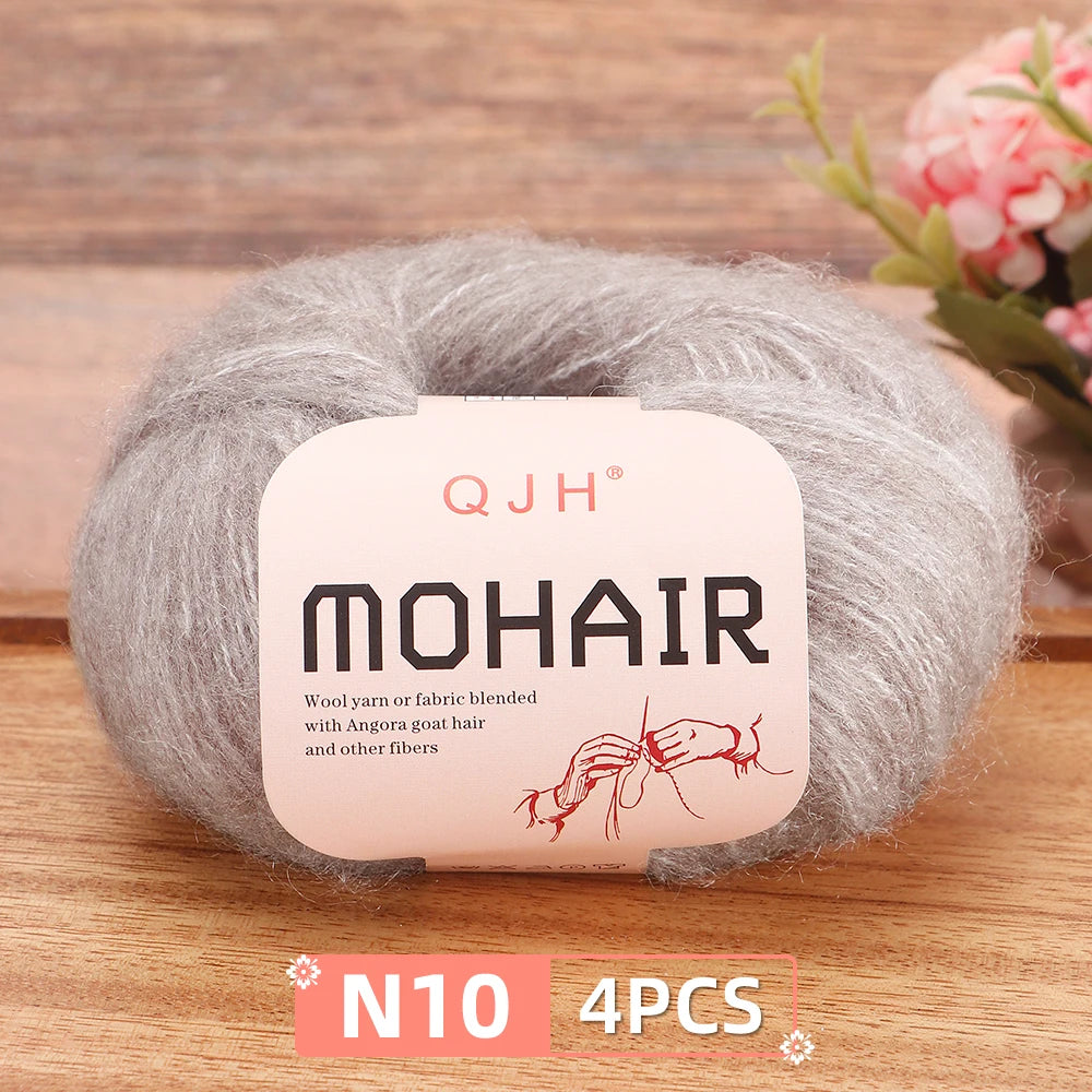 Mohair Yarn Set 4-Skein Bundle, 130m Each — Multicolor | KIMLUD