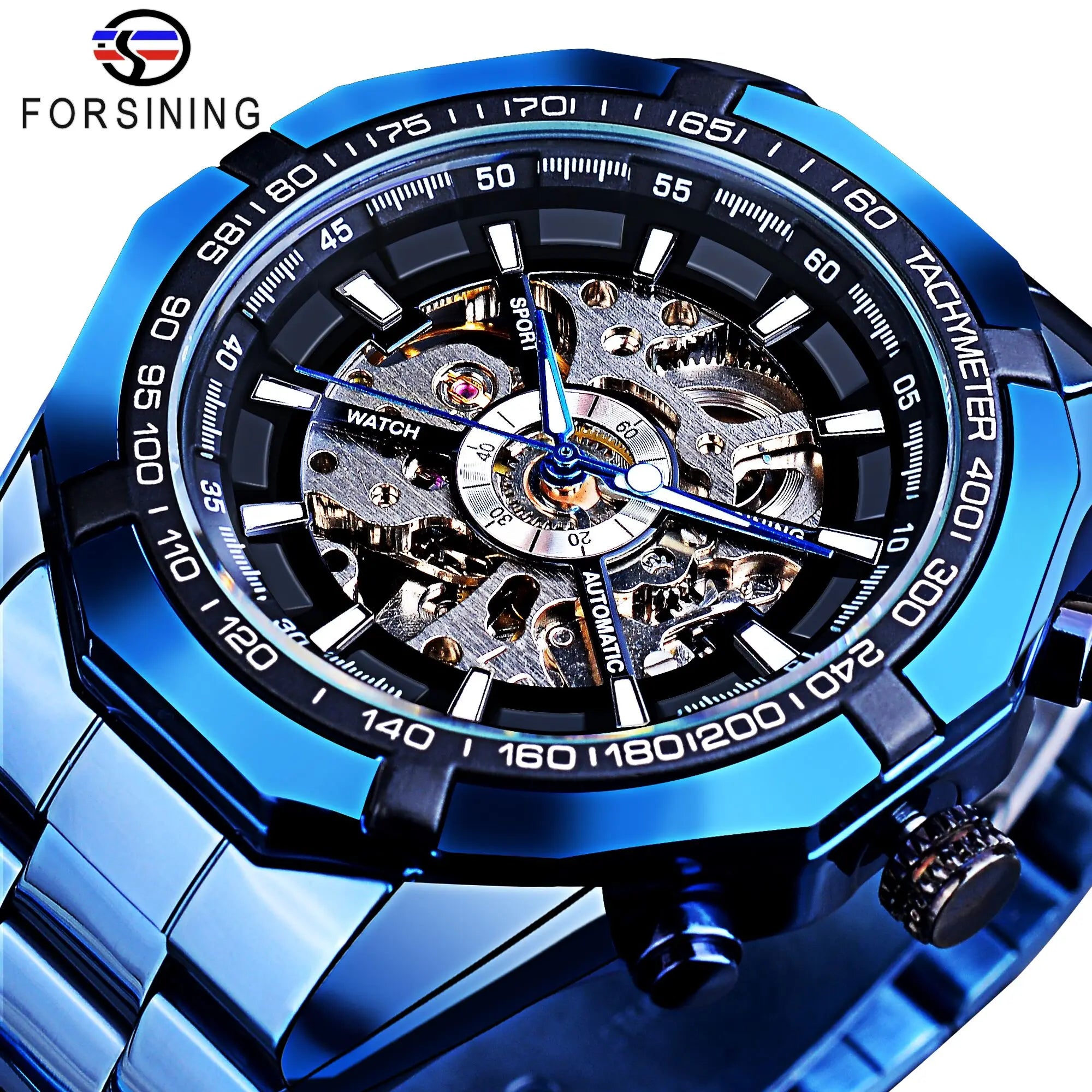 Stainless Steel Skeleton Dial Watch — Gunmetal | KIMLUD