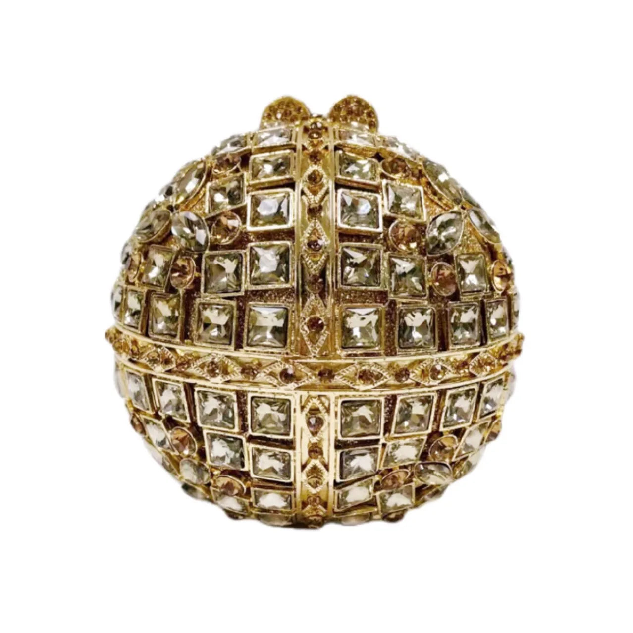 Woman Silver Crystal Stone Ball Shape Evening Bag Banquet Birthday Party Gift Lady Handbag Wedding Bridal Diamond Hollow Purse