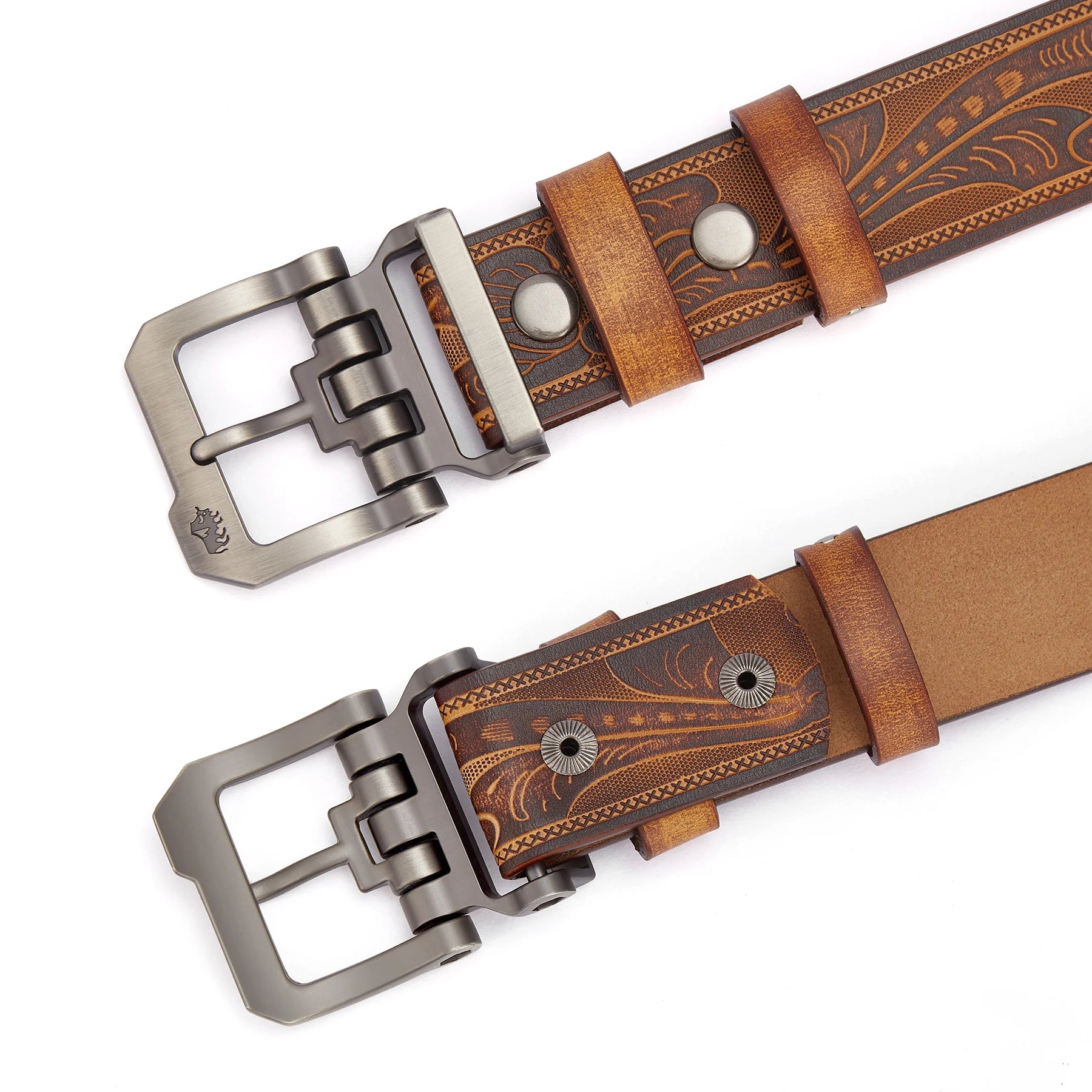 Genuine Cowskin Leather Belt Vintage Pin Buckle Luxury Casual Accessory — Brown | KIMLUD