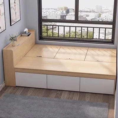 Stainless Steel Tatami Compact High Box — Natural Wood and White | KIMLUD