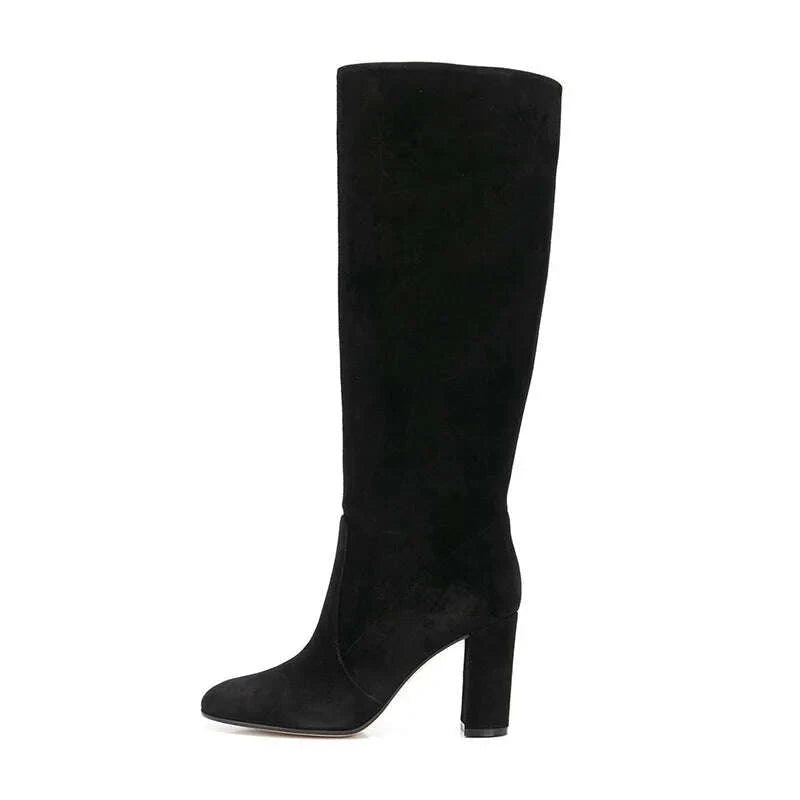 KIMLUD, High Heels Knee High Women's Boots Snow Warm Long Boots Woman Shoes Winter 2025 Sexy Suede Shoes Dress Pumps Mujer Chelsea Botas, KIMLUD Womens Clothes