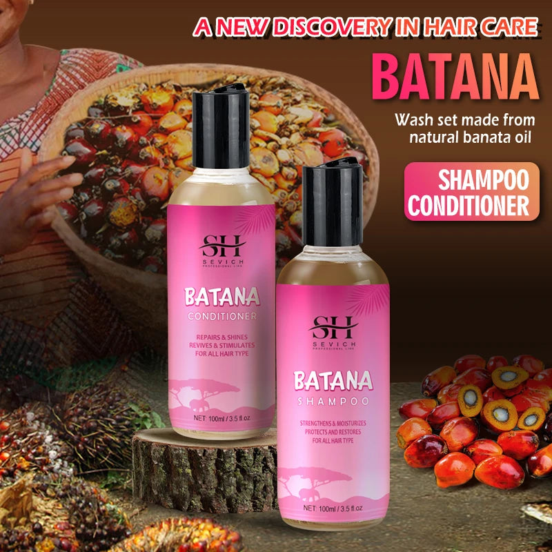 Batana Oil Infused Hair Growth Shampoo And Conditioner Set Anti Hair Loss — Pink | KIMLUD