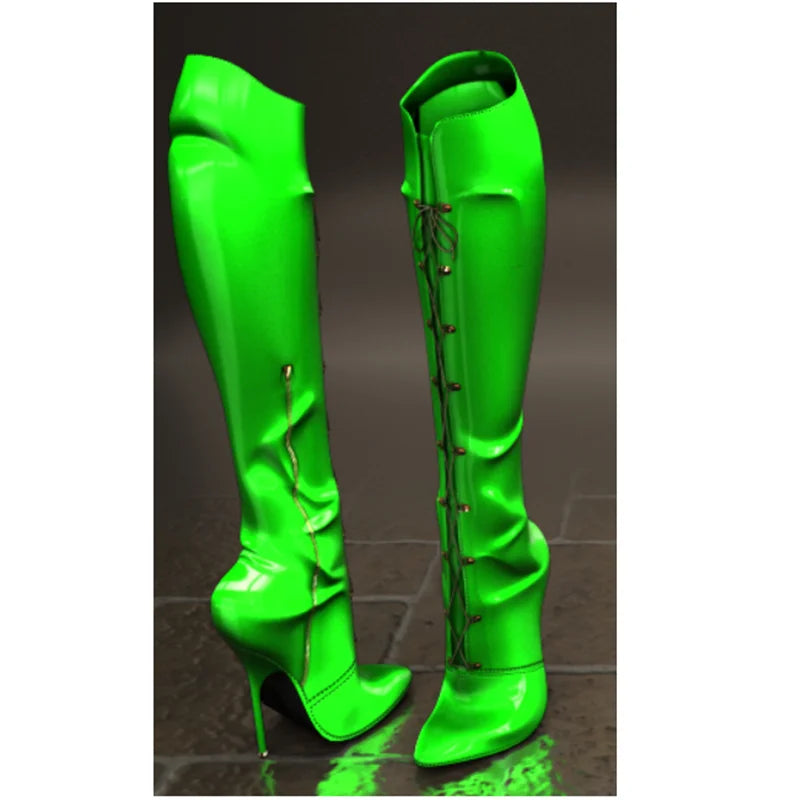 Blue Zipper Knee High Boots Thin High Heel Peep Toe Fashionable Sexy Cool 2025 Summer Big Size Woman Shoes Zapatillas Mujer
