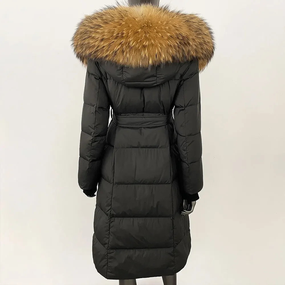 Down Coat – Fur Collar Hooded – Duck Down – White | KIMLUD