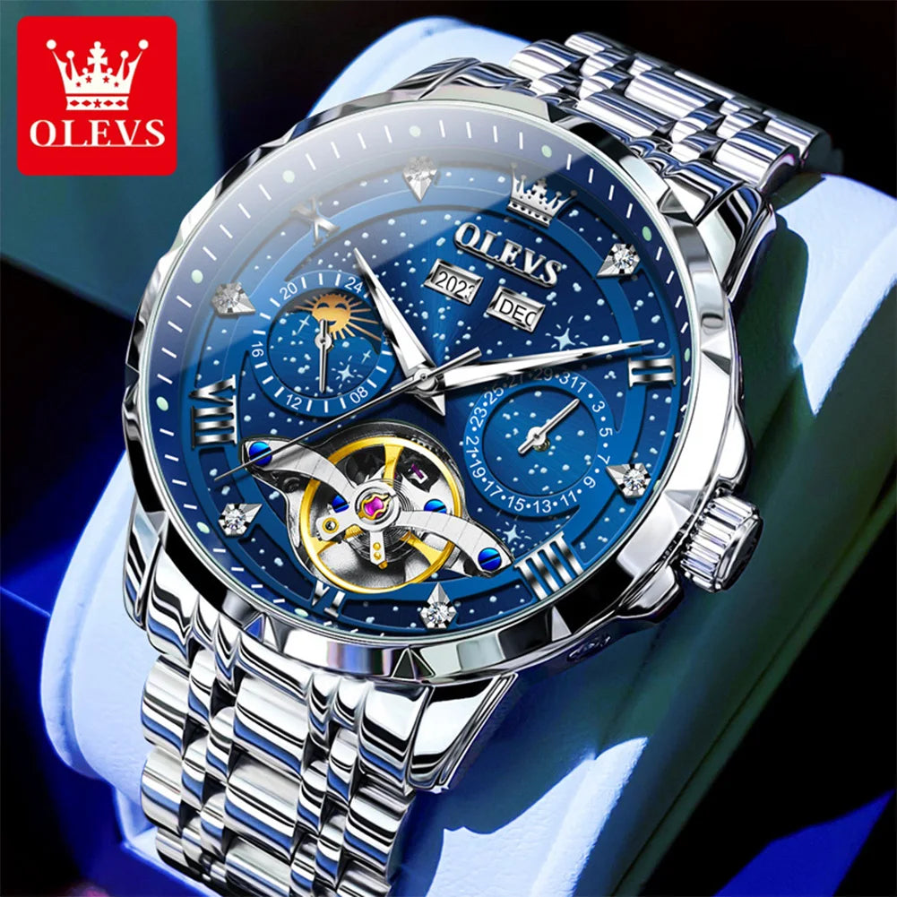 Moon Phase Mechanical Watch Skeleton — Emerald Green | KIMLUD