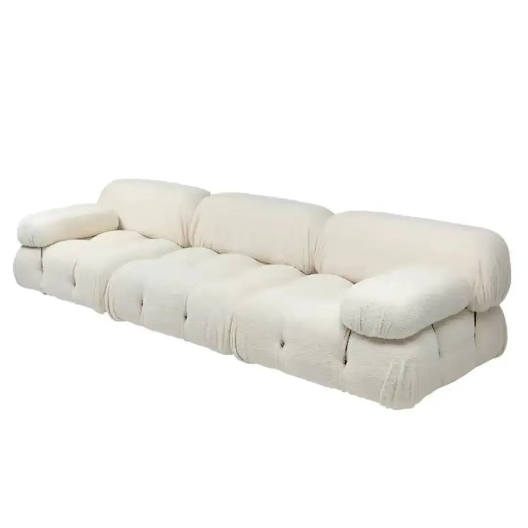 Fabric Block-Style Modern Minimalist Sofa For Compact Balcony Living — White | KIMLUD