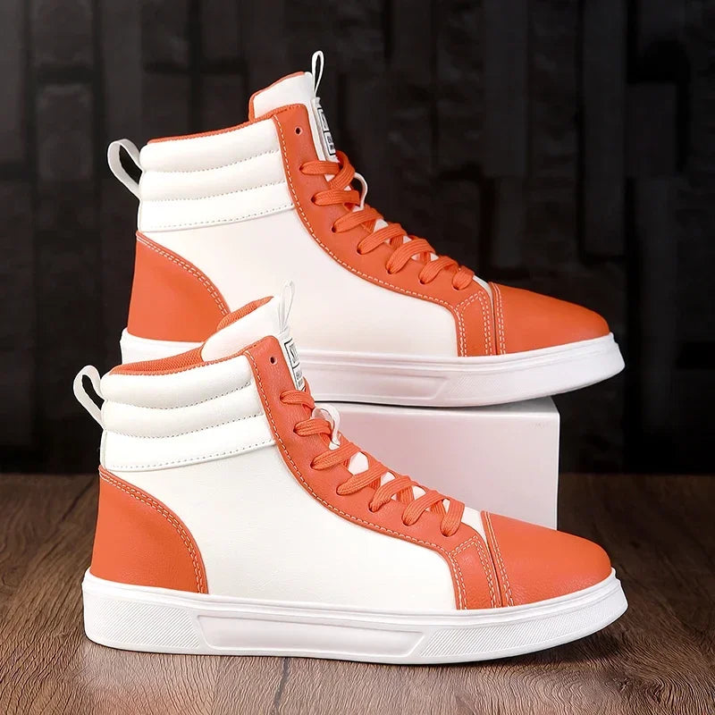 Men Women Skateboard Shoes High Top Unisex Lightweight Waterproof Sneakers Non-Slip Durable PU Casual Street Footwear
