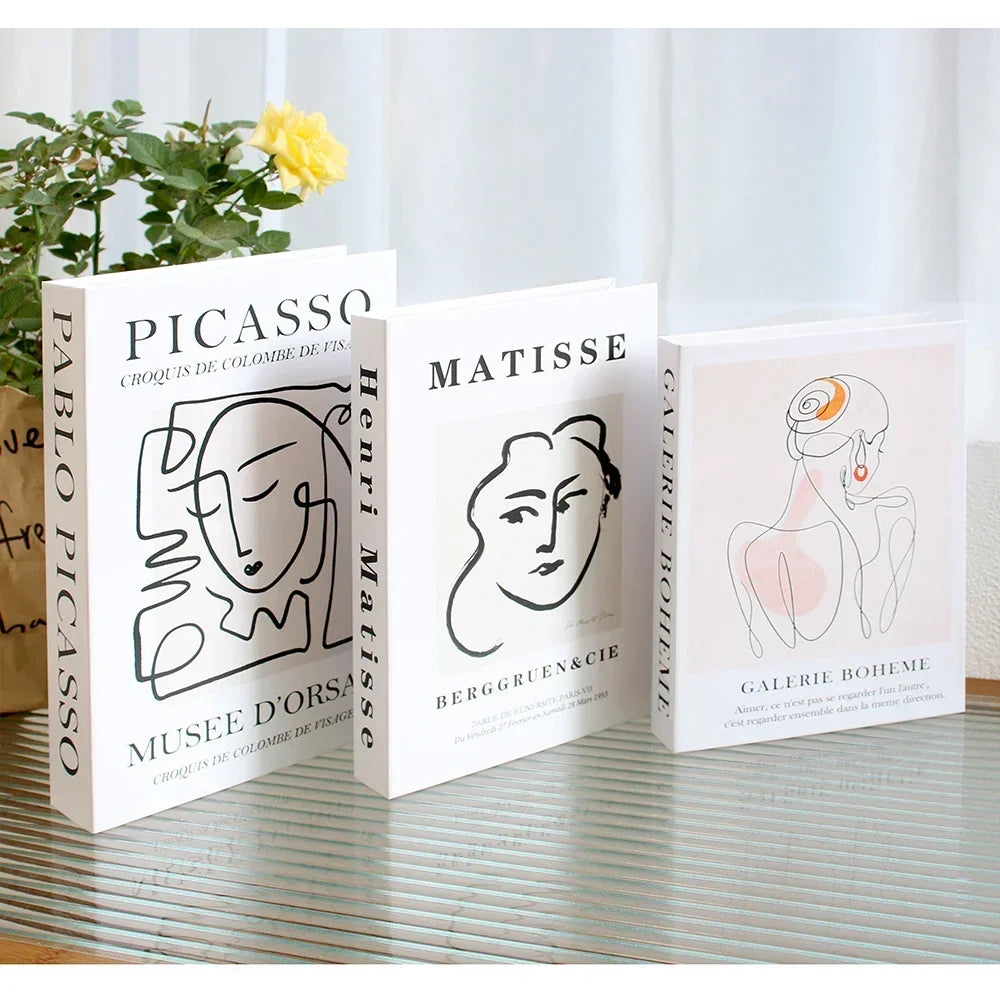 Foldable Faux Books Three-Piece Set for Couture Coffee Table Decor — Black | KIMLUD