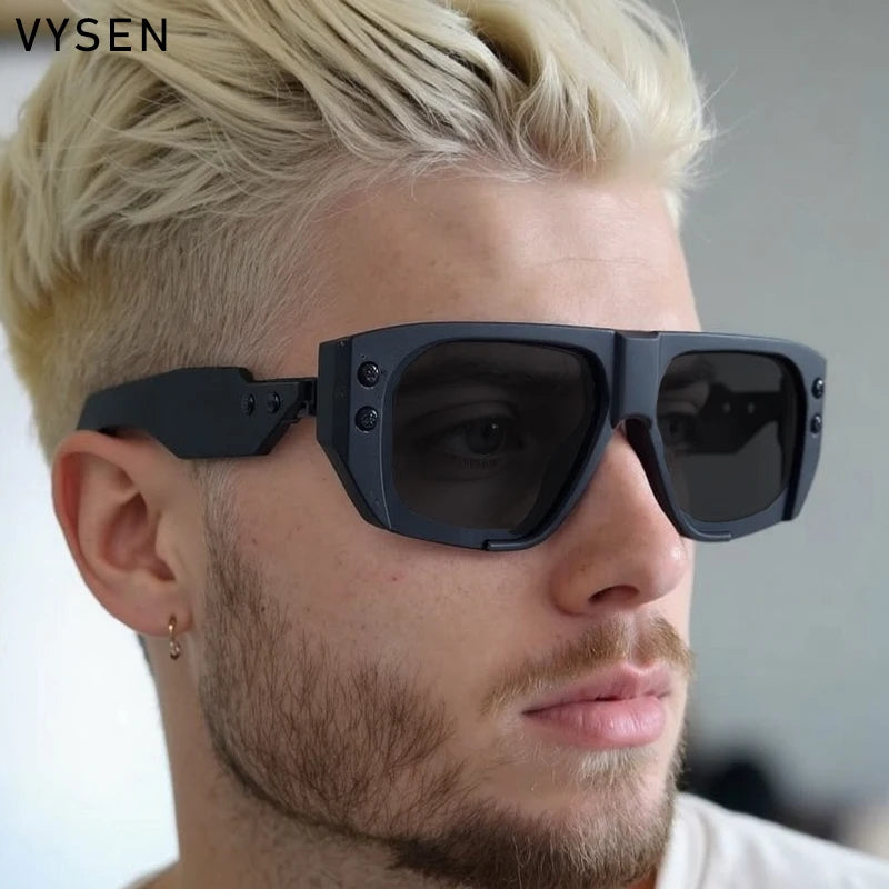 Steampunk Square Sunglasses Polarized — Black | KIMLUD