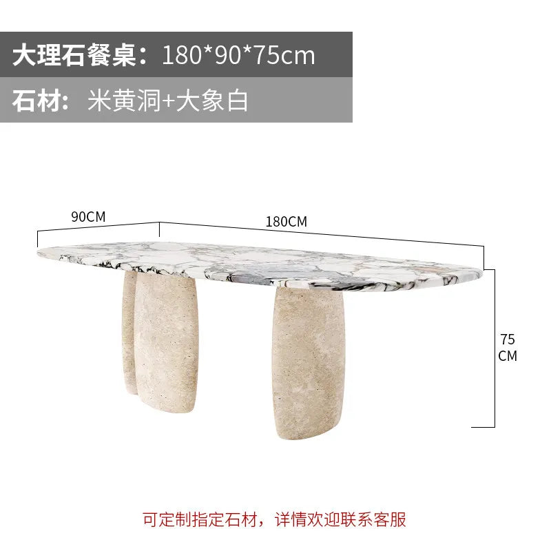 Marble Dining Table Centerpiece Modern Nordic — Beige | KIMLUD