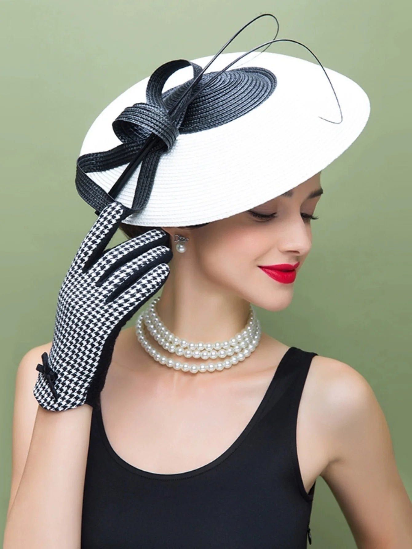 Polyester Fascinator Pillbox Hat — Black White | KIMLUD